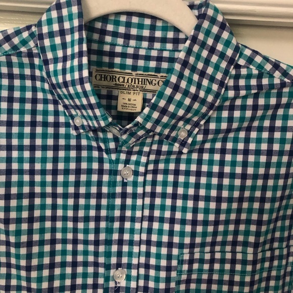 NWT Men’s Chor Slim Fit Button-Up Long Sleeve Check Plaid Pocket Shirt - Picture 16 of 16